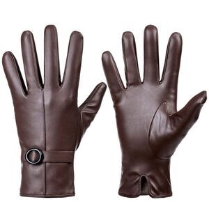 Winter Leather Gloves Brown